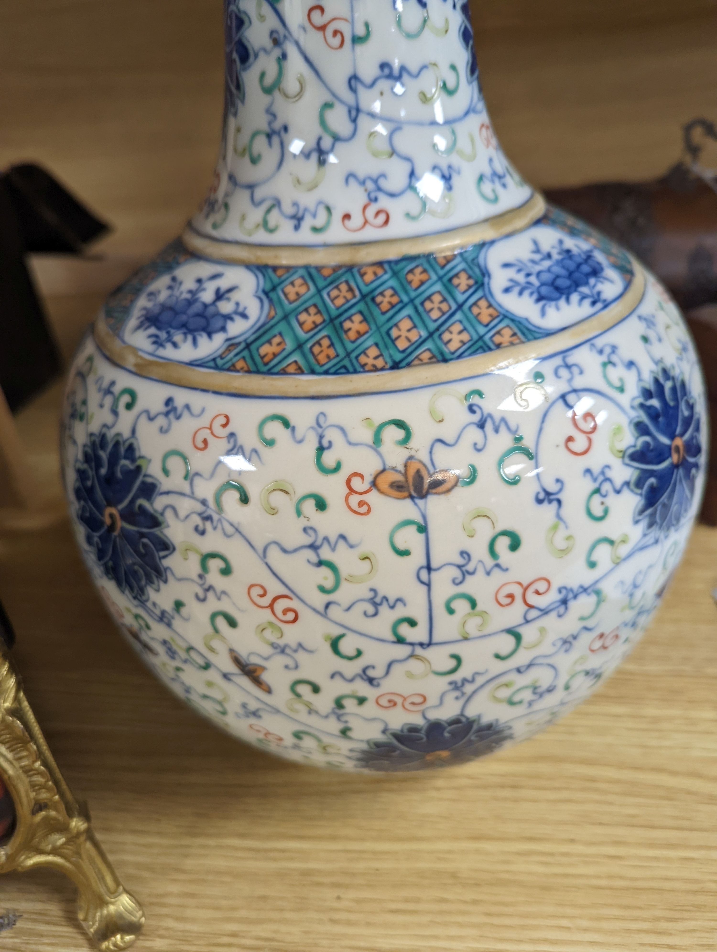 A Chinese doucai bottle vase - 39cm tall